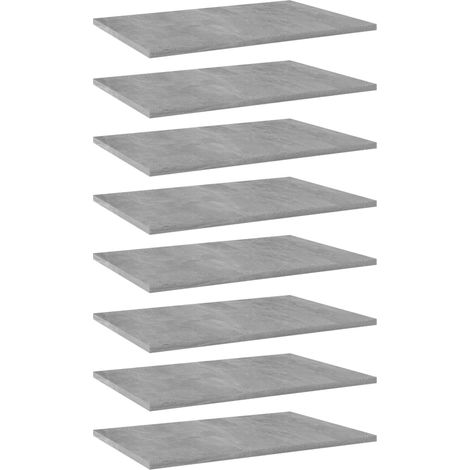 vidaXL Ripiani per Libreria 8pz Grigio Cemento 60x40x1,5cm Multistrato