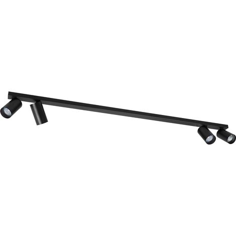 Plafonnier rail noir 120 cm 4 spots orientables GU10 (1/5)
