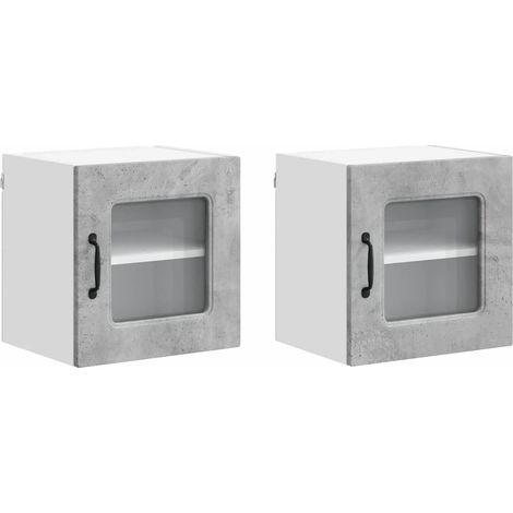 Set di 2 pensili da cucina a parete design contemporaneo 40 x 31 x 40 cm ampio spazio di archiviazione in legno grigio cemento 020053520