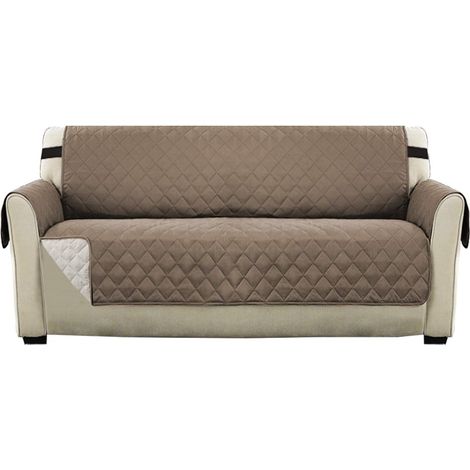 Housses De Canapé Housse De Protection De Meubles Matelassée Réversible, Housses De Canapé Pour Canapé 3 Places Avec Sangle Élastique De 2 ", Housse De Canapé 3 Places Lavable En Machine (Taupe) (1/5)