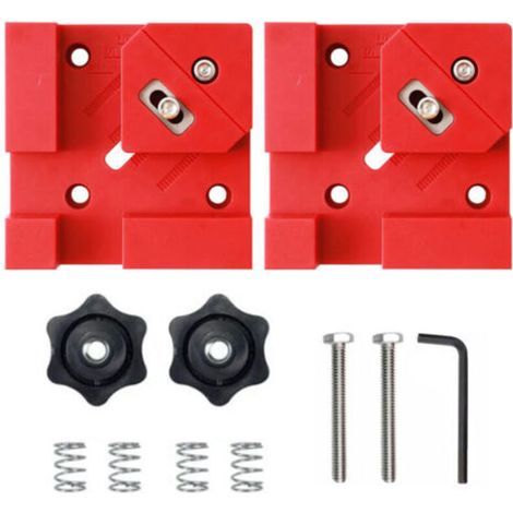 Set of 2 multi-function 90-degree clamps suitable for woodworking and installing cabinetmaking fasteners, furniture assembly (Red)
