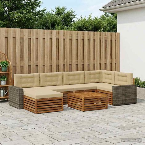 vidaXL Outdoor-Sofagarnitur mit Kissen 7 pcs Natur und Beige (1/5)