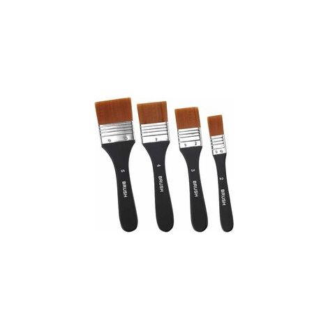 Brosse Peinture Acrylique - Ensemble de 4 Brosses Plates en Nylon avec Manche en Bois - Pour Toile Mur Peinture Artistique - 20 mm 30 mm 40 mm 50 mm (1/5)