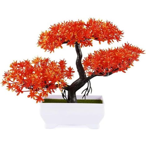 Piante artificiali interno, Piante artificiali Bonsai decorativi per la casa e l'ufficio - Mini bonsai verde - 19 x 26 cm - in Plastica - rosso (1/5)