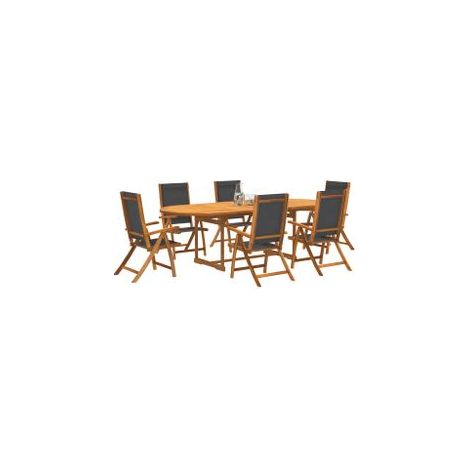Ensemble à manger de jardin 7pcs bois d'acacia solide textilène (1/5)