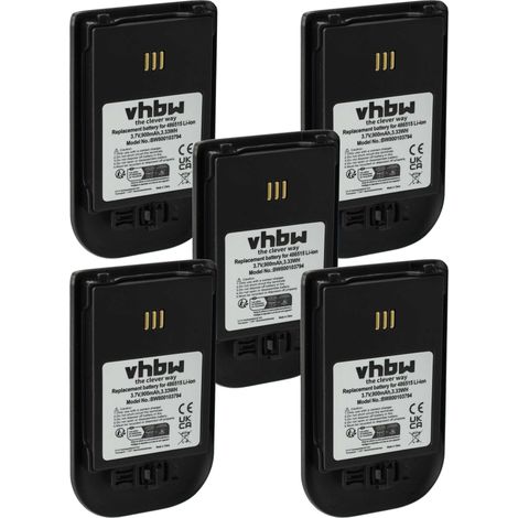 vhbw 5x Akku kompatibel mit Alcatel Omnitouch 8118, 8128 schnurlos Festnetz Telefon (900 mAh, 3,7 V, Li-Ion) Schwarz
