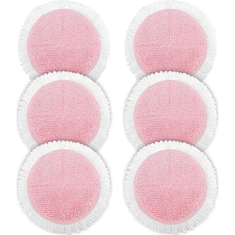 Adatto alle testine delle scope elettriche BOBOT - salviette di ricambio in tessuto fibroso con bordo - confezione da 6 - salvietta rosa grande, 20 cm