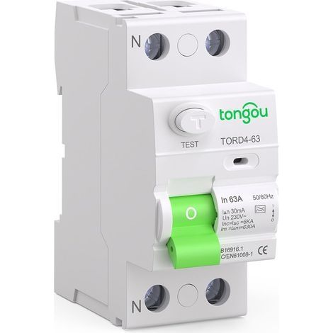 Disjoncteur Différentiel 30mA 63A Type A 230V 1P+N - Convient aux Maisons Familiales, aux Petits Bâtiments Commerciaux et à d'autres Scénarios (1/5)