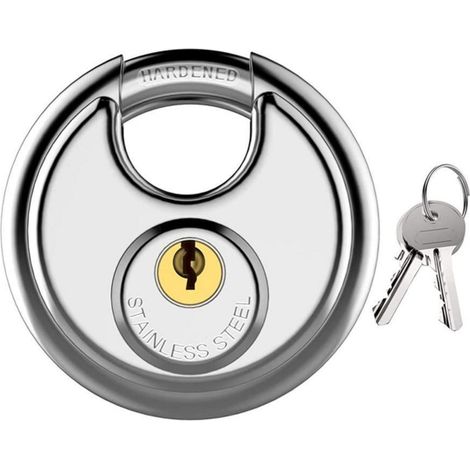 Cadenas à disque rond 70mm acier inoxydable résistant aux intempéries avec 2 clés pour extérieur