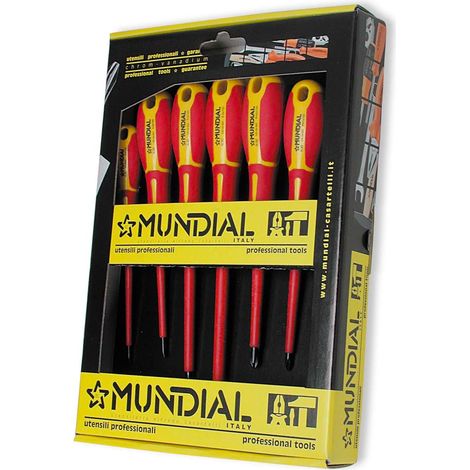 SET SERIE 7PZ CACCIAVITI GIRAVITI ISOLATI 1000V VDE A TAGLIO E A CROCE MUNDIAL