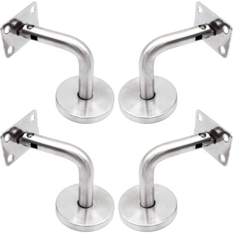 BUNTHAUS Supports De Main Courante Pour Fixation Murale Acier Inoxydable Poli Support Escalier Avec Couvercle Base Supports Muraux Garde-Corps Pour Mur Intérieur, Loft, Barre Support Pour Corridor 4 P (1/5)