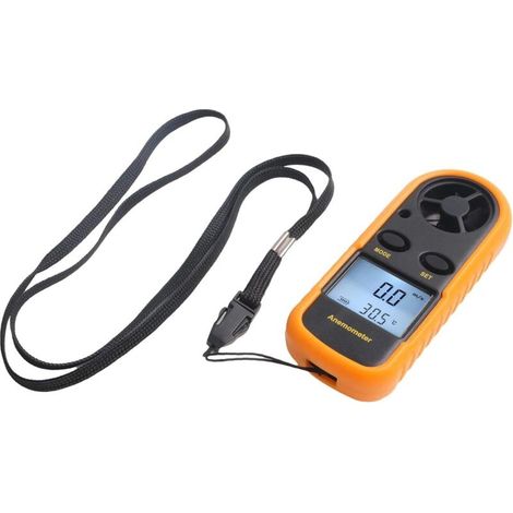 Anemómetro digital LCD con indicador de temperatura y escala Beaufort, medidor de velocidad del viento para vela, surf, deportes acuáticos, senderismo, amarillo