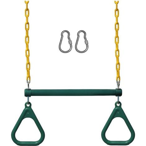 Les Ensembles de BalançOires pour Jardin Comprennent une Barre BalançOire TrapèZe 18 Pouces et ChaîNe Robuste 48 avec Mousquetons Verrouillage (Vert) (1/4)