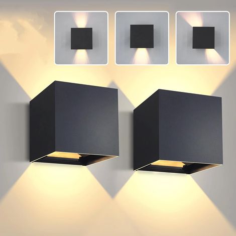 2 LED-Wandleuchten – schwarze Aluminium-Wandleuchte – 5 W, 3000 K warmweiß – fest montierte, nach oben und unten gerichtete Wandleuchte – Wohnzimmer (1/4)