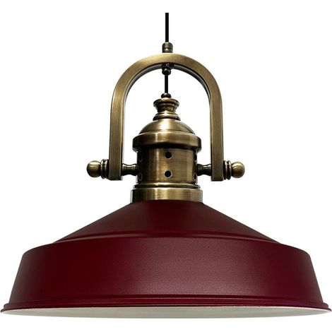 Handbemalte Industrielle Hängeleuchte aus Burgund Metall – Vintage-Kronleuchter E27 Ø41 cm für Wohnzimmer, Schlafzimmer Oder Esszimmer (1/5)