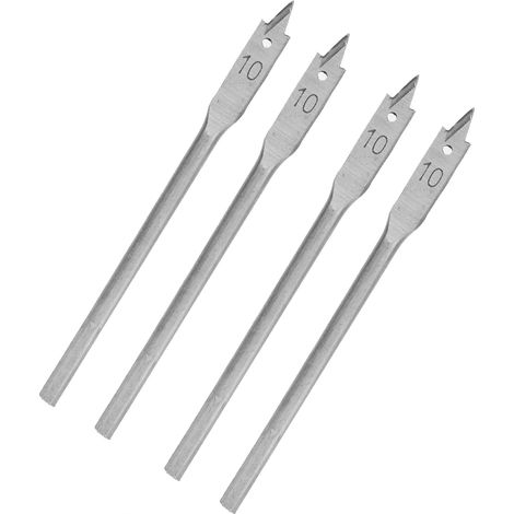 Jeu de 4 forets plats à bois en acier à haute teneur en carbone, outil de perçage 3 points de 10 mm (1/5)