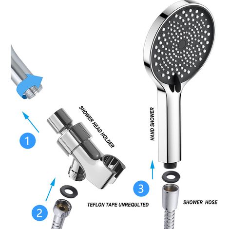 Pomme de douche de bain rosace 3 fonctions 3 positions set de douche booster (1/5)