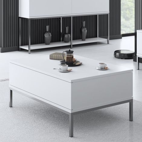Rechteckig Couchtisch White Lord 90x60 - Silberner Rahmen