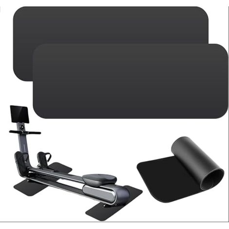 Tapis Trainer 2 Pièces tapis Course Anti Bruit 6mm d'Épaisseur Tapis Protection Sol Équipements Fitness 80x25x0.6cm Vélo d'Exercice Noir (1/5)