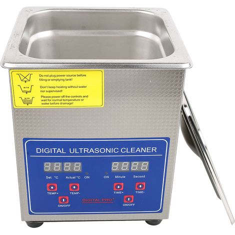 Nettoyeur à ultrasons de 2 litres en acier inoxydable avec technologie numérique, chauffage à ultrasons et minuterie, prise européenne 220 V (1/5)