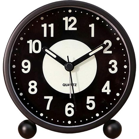 Réveil analogique lumineux silencieux de 10 cm (4 pouces), sans tic-tac, alimenté par piles, avec une alarme puissante, idéal pour la chambre à coucher. (1/5)