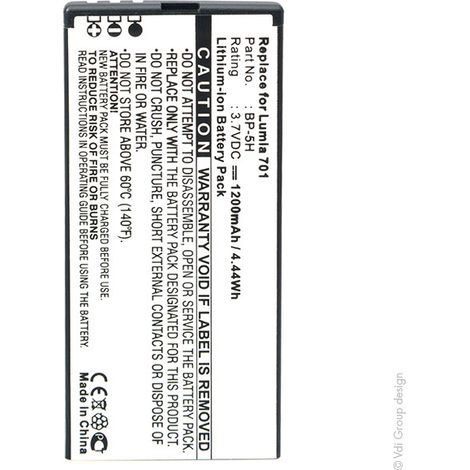 NX - Batterie téléphone, smartphone, GSM pour Nokia 3.7V 1200mAh - BP-5HBP-5TBTC-NK5HS (1/4)