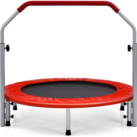 Foldable Jumping Fitness Trampoline Exercise Rebounder 4-Level Adjustable Handle (1/5)