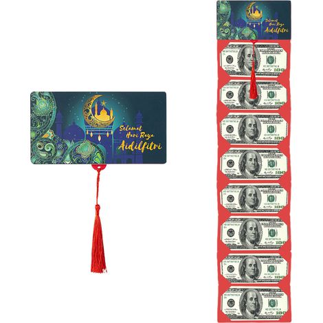 Enveloppe Festive Pliable Vert Foncé avec 8 Fentes pour Cartes, Design Créatif à Tirer pour Cadeaux et Anniversaires-KZQ (1/2)