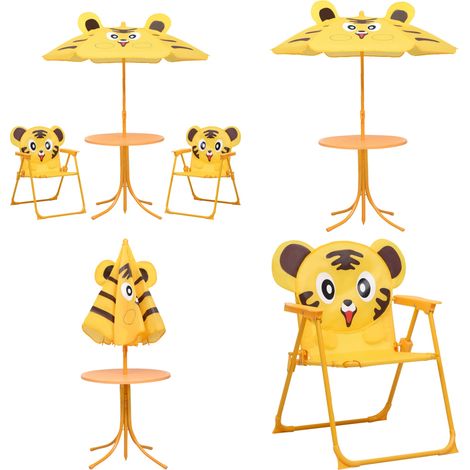 Ensemble de bistro avec parasol pour enfants 3 pcs Jaune - Meubles De Jardin - Salon De Jardin Enfant - Set De Jardin Enfant - Parasol Enfant - Table Basse Enfant - Home & Living (1/5)
