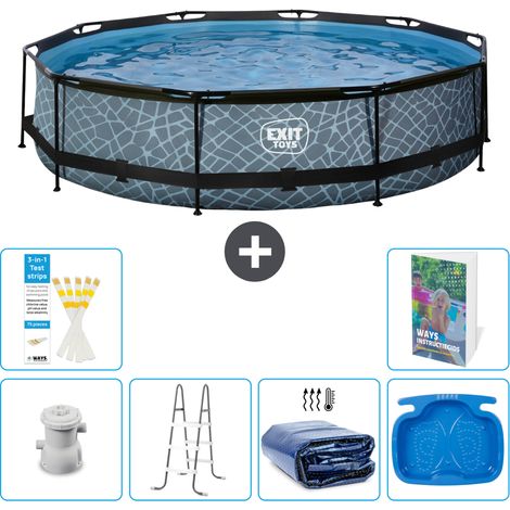 Exit Pool Rund - Steinoptik - 360x76 cm - 7-teilig S318