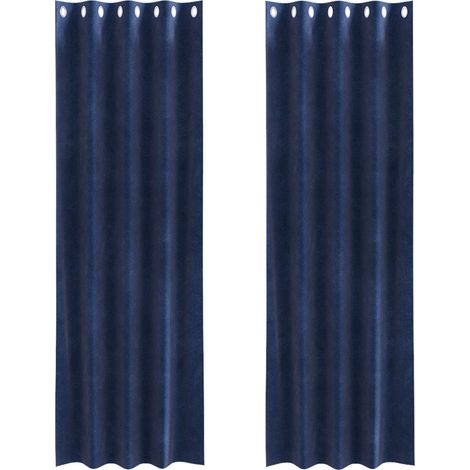 Rideaux occultants 2 pcs Bleu foncé 140 x 260 cm Velours