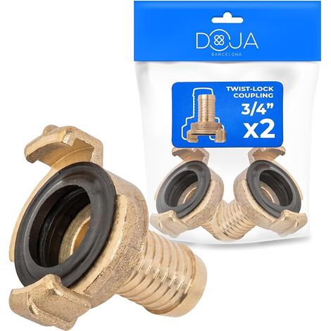 Raccord Système Laiton - Pack 2-3/4" - Compatible, Connexion Sûre et Simple à Utiliser, Raccord Rapide Laiton, Tuyau d’Arrosage Jardin, Embout Fileté Résistant (1/5)