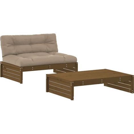 Maison Exclusive - Set Divani da Giardino 2 pz con Cuscini in Legno Massello ambra (1/5)