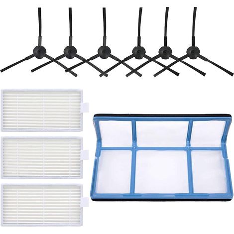 Ersatzteilset für den ILIFE ZACO V5s V3 V5 V3s Saugroboter: 6 Seitenbürsten, 3 HEPA-Filter, 1 Hauptfilter