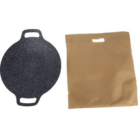 Poêle à griller ronde coréenne antiadhésive en aluminium avec gant anti-brûlure et pince alimentaire, 30 cm / 11,8 pouces