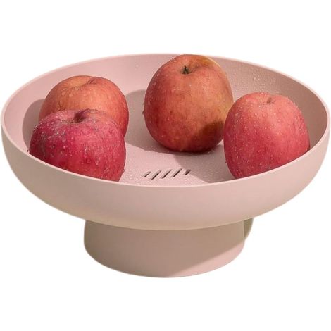 Coupe à fruits surélevée ModernPink, récipient minimaliste en plastique pour fruits et collations, idéal pour le comptoir de la cuisine ou comme centre de table décoratif.