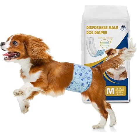 26 couches jetables pour chiens mâles, taille moyenne, indicateur d'humidité, culottes d'hygiène super absorbantes, ceintures anti-fuites (1/5)