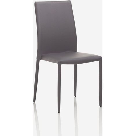 Sedia impilabile in metallo con seduta imbottita similpelle Alice - Grigio