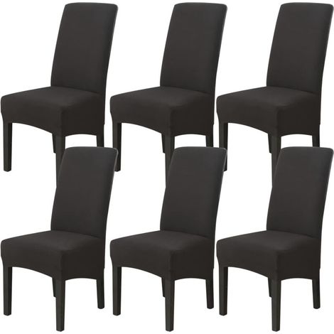 6er-Set Esszimmerstuhlhussen (Schwarz), dehnbare Stuhlhussen, große Universalgröße, waschbar, leicht zu reinigen, für Ess- und Wohnzimmer