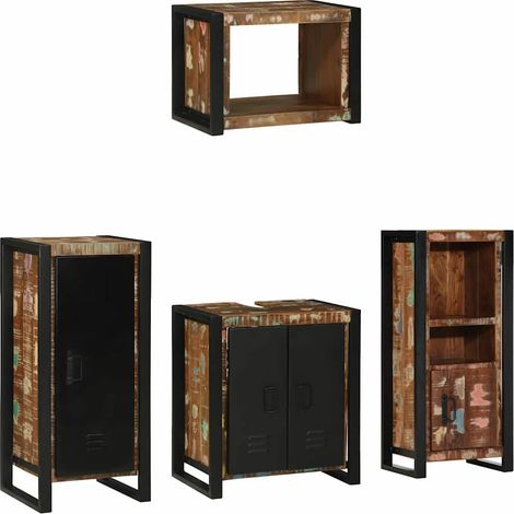Badezimmermöbel-Set mit Regal 4 pcs Massives upgecyceltes Holz (1/5)