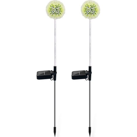 Lot de 2 lampes solaires pissenlit à tête unique avec contrôle intelligent de la lumière, étanches IP65, à planter dans le jardin. (1/5)