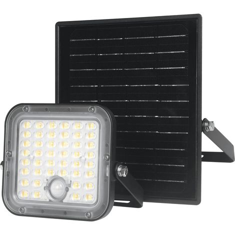 Projecteur Solaire LED 10W 1500lm Détecteur de Mouvement Télécommande Spot Exterieur Noir Jardin Panneau Déporté 5m Aslo (1/5)