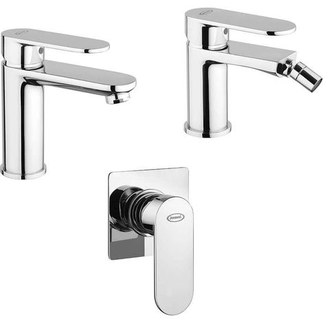 Set rubinetti lavabo e bidet per piletta click clack con miscelatore doccia incasso Jacuzzi Rubinetteria Borea (1/5)