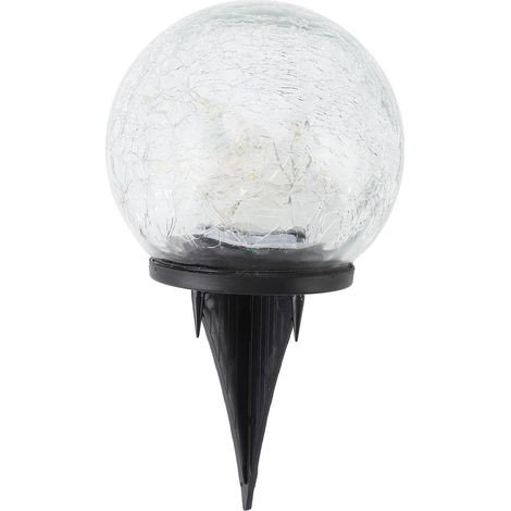 Ortviai Applique Solaire d'Extérieur Boule Craquelée 10 cm, LED Jaune Chaud, Étanche, Auto-allumage, 20 LED