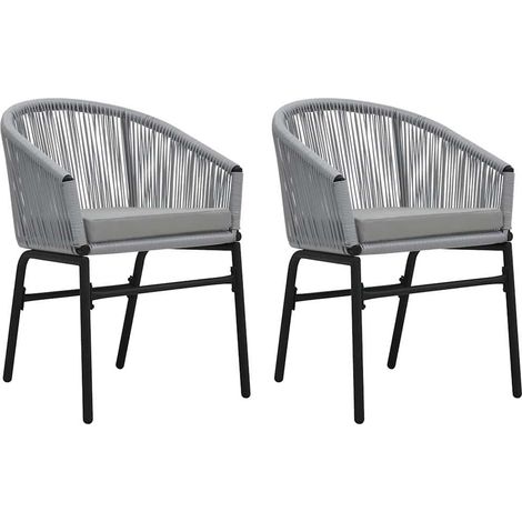 Lot de 2 Chaises de jardin - Chaises d'extérieur pour terrasse/jardin Anthracite Rotin PVC BV718790 - BonneVie (1/5)