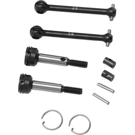 Kit d'arbre de transmission arrière CVD noir et argent 39 mm (1,54 pouce) - Arbre de transmission universel en fer - Accessoires pour voitures RC Tamiya 1/10 XV01 TC01 (1/5)