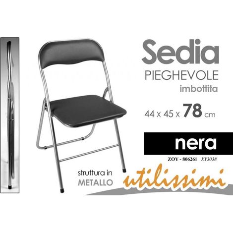 6x Sedie nere pieghevoli con seduta imbottita slim