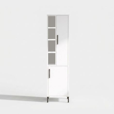 Platzsparender multifunktionaler Badezimmer-Hochschrank mit Regalböden Varisth (1/4)