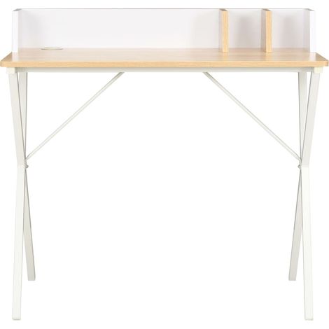 Maison Exclusive - Schreibtisch Weiß und Natur 80x50x84 cm