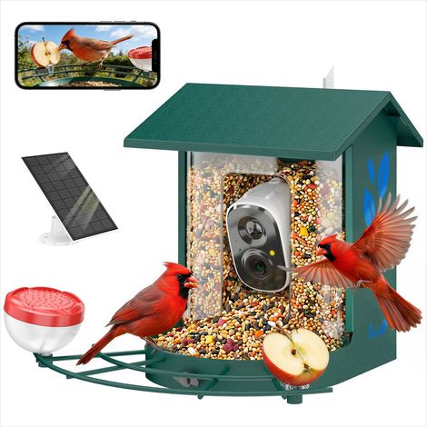 Cage pour oiseaux Mangeoire connectée avec caméra 2K et détection (1/5)